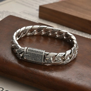 Handmade Cuban Link Retro Style Bracelet Sterling Silver