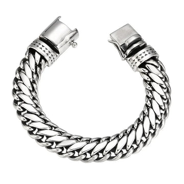 Curb Link Double-Flat Anchor Men’s Bracelet — 925 Sterling