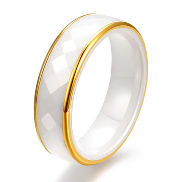 6mm Luxury Ceramic Diamond Cross Ring