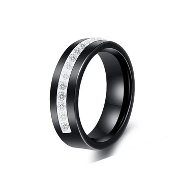 6mm Ceramic Ring with Diamond Inlay
