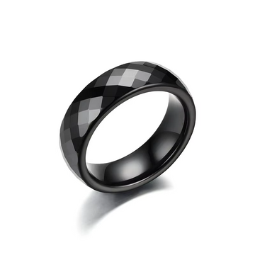 8mm Faceted Ceramic Ring Unisex Band
