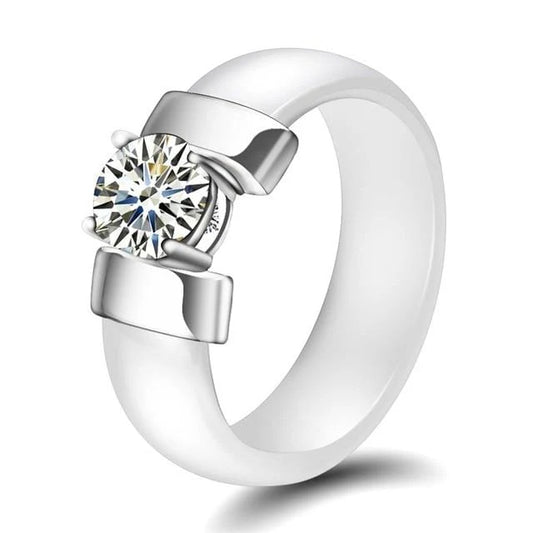 6mm Ceramic CZ Wedding Ring