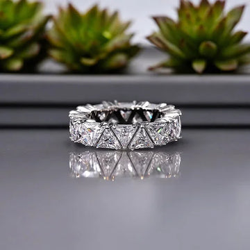 Sterling Silver Lab Diamond Ring – Triangle Cut Design