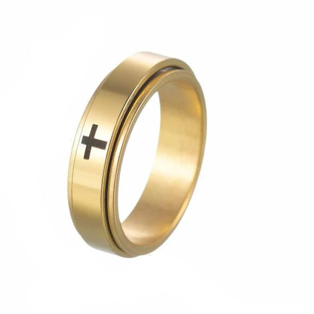 6mm Rotating Cross Stainless Steel Ring-Tungsten Ring-Orivon Jewelers