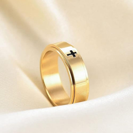 6mm Rotating Cross Stainless Steel Ring-Tungsten Ring-Orivon Jewelers