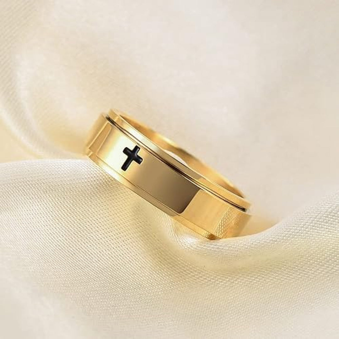 6mm Rotating Cross Stainless Steel Ring-Tungsten Ring-Orivon Jewelers