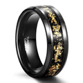 8mm Tungsten Carbide Black Inlaid Gold Ring-Sairahaz Jewelers