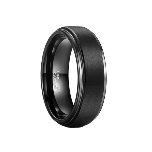 8mm Tungsten Carbide Black Brushed Wedding Ring-Tungsten Ring-Sairahaz Jewelers