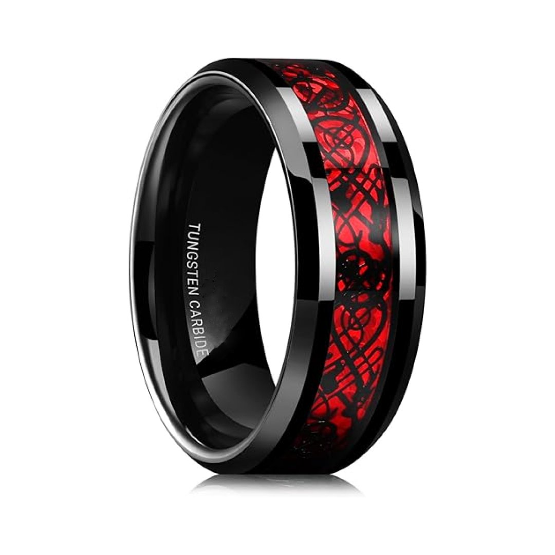 Mazarine Celtic Dragon Tungsten Carbide Wedding Ring-Tungsten Ring-Orivon Jewelers