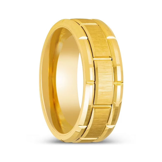 8mm Rose Gold Offset Groove Tungsten Ring-Tungsten Ring-Orivon Jewelers