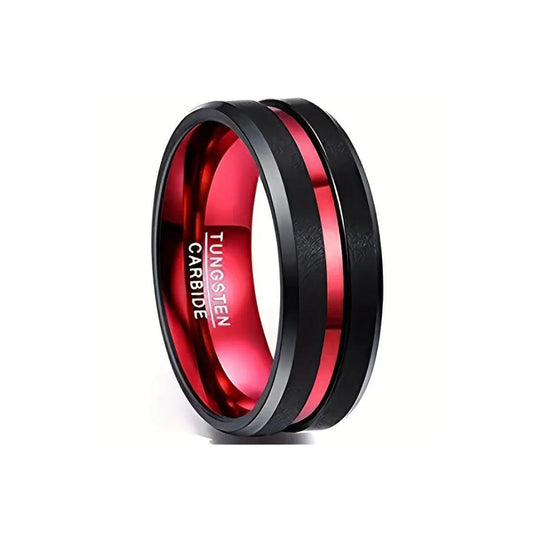 8MM Black & Red Tungsten Carbide Ring-Tungsten Ring-Sairahaz Jewelers