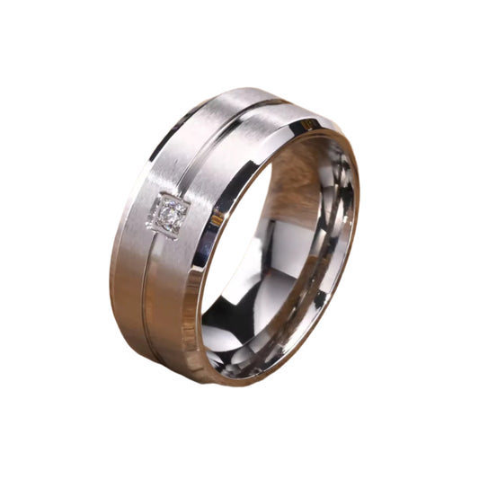 Lab Diamond Stone Stainless Steel Tungsten Ring-Tungsten Ring-Orivon Jewelers