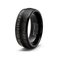 8mm Black Wood Inlay Black Tungsten Ring-Tungsten Ring-Orivon Jewelers