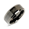 8mm Black Fiber Inlay Tungsten Carbide Ring-Tungsten Ring-Orivon Jewelers