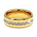 Two-Tone Hammered Finish Gold and Silver Tungsten Ring-Tungsten Ring-Orivon Jewelers