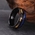 Gold with Opel Inlay Tungsten Men’s Ring-Tungsten Ring-Sairahaz Jewelers