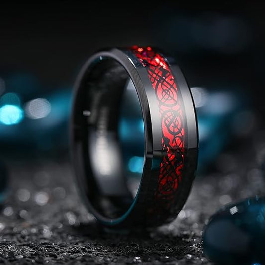 Mazarine Celtic Dragon Tungsten Carbide Wedding Ring-Tungsten Ring-Orivon Jewelers