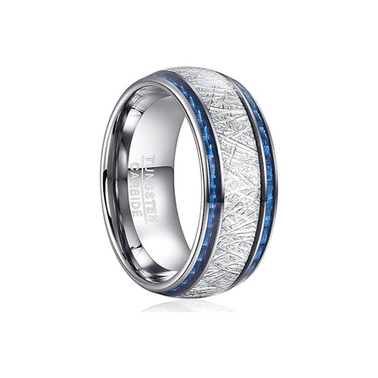 10mm Tungsten Carbide Ring Blue Carbon Fiber - Sairahaz Jewelers