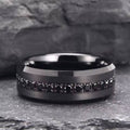 8mm Tungsten Carbide Black Zirconia Engagement Ring-Rings-Sairahaz Jewelers