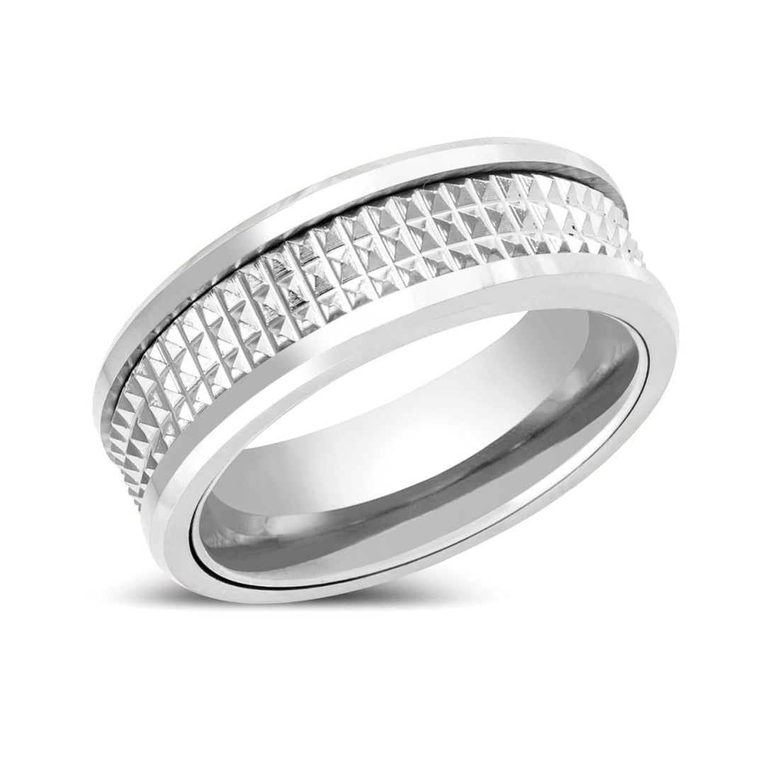 1.1mm 5 Rows S925 Silver Plated Lab Diamond Ring-Tungsten Ring-Orivon Jewelers