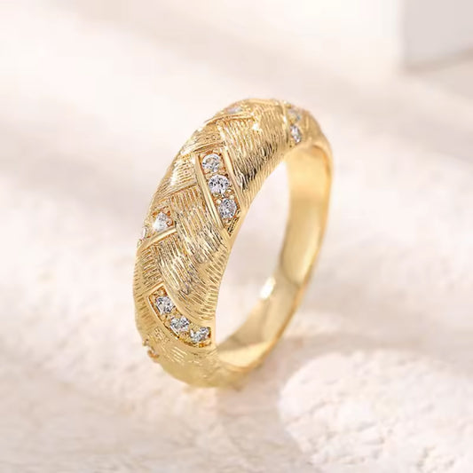 Chic Braid Gold Engagement Ring-Tungsten Ring-Orivon Jewelers