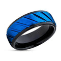 8mm Black & Blue Tungsten Ring-Tungsten Ring-Orivon Jewelers