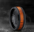 8mm Black Wood Inlay Tungsten Carbide Ring-Tungsten Ring-Orivon Jewelers