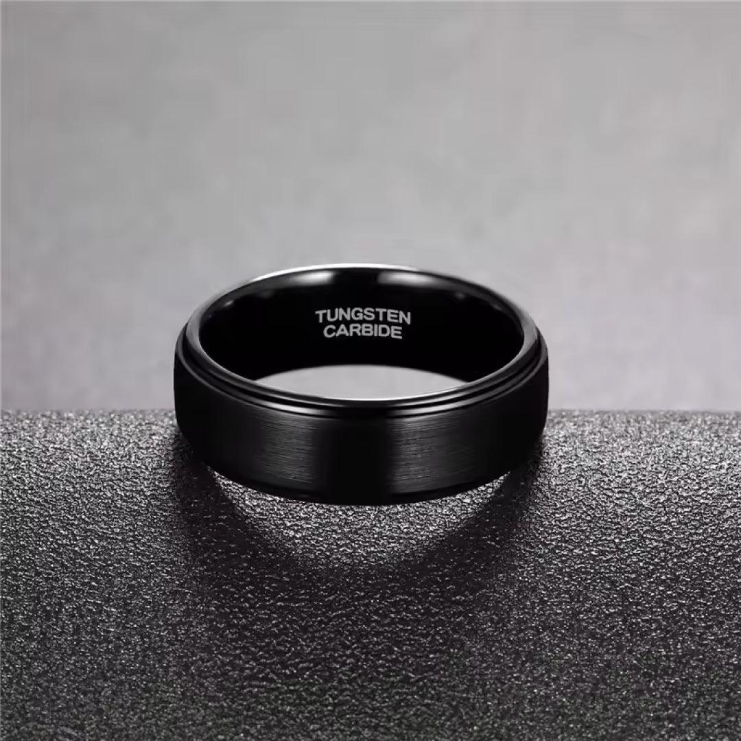 8mm Tungsten Carbide Black Brushed Wedding Ring-Tungsten Ring-Sairahaz Jewelers