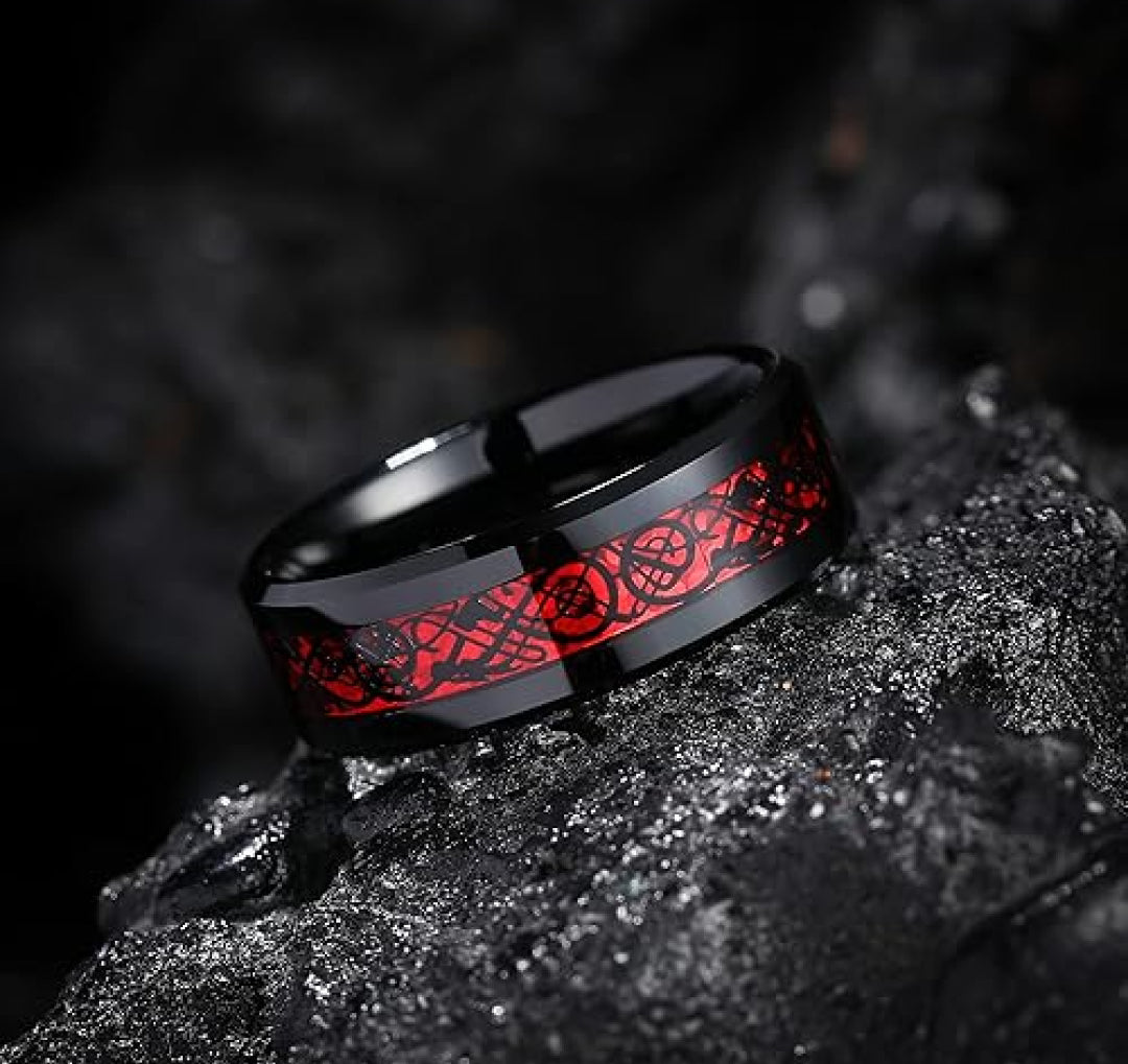 Mazarine Celtic Dragon Tungsten Carbide Wedding Ring-Tungsten Ring-Orivon Jewelers