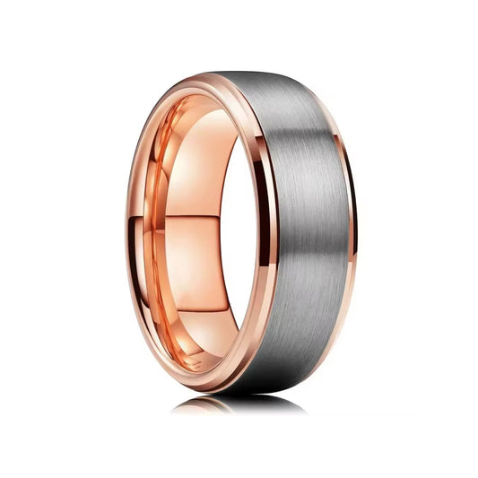 8mm Rose Gold Stainless Steel Ring-Tungsten Ring-Orivon Jewelers