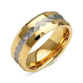 Two-Tone Hammered Finish Gold and Silver Tungsten Ring-Tungsten Ring-Orivon Jewelers