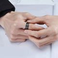 8mm Black Stainless Koa Wood Inlay Steel Ring-Rings-Sairahaz Jewelers