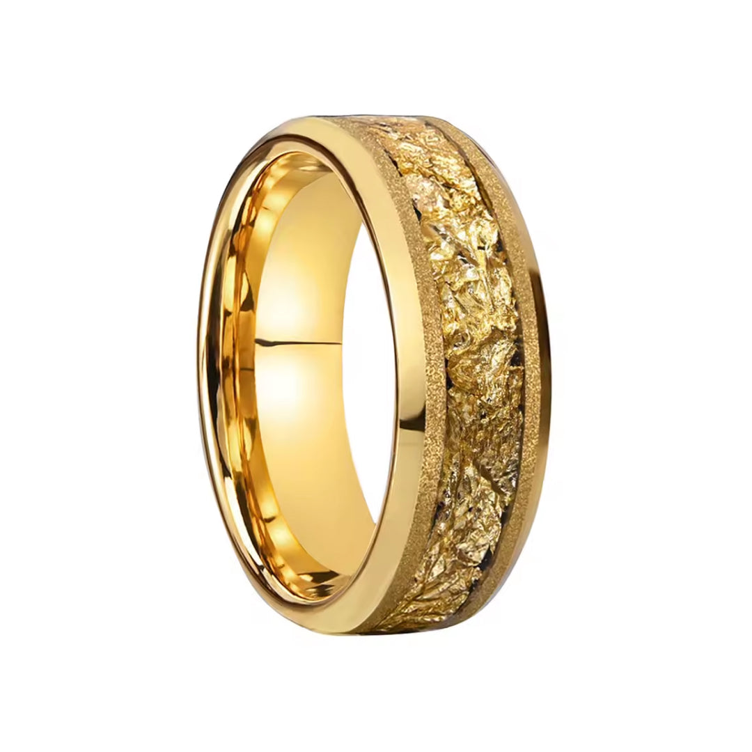 Matte Gold Tungsten Steel Business Ring-Tungsten Ring-Orivon Jewelers