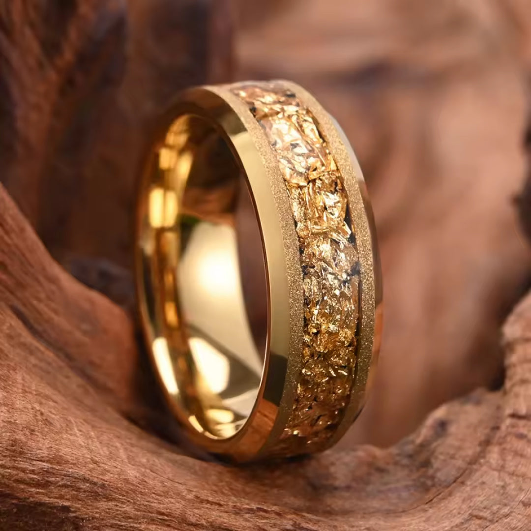 Matte Gold Tungsten Steel Business Ring-Tungsten Ring-Orivon Jewelers