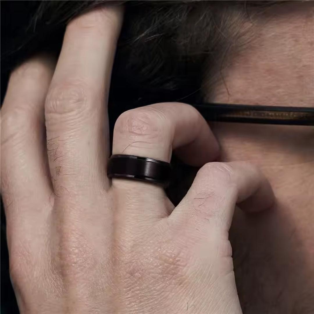 8mm Tungsten Carbide Black Brushed Wedding Ring-Tungsten Ring-Sairahaz Jewelers