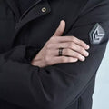 8mm Black Stainless Koa Wood Inlay Steel Ring-Rings-Sairahaz Jewelers