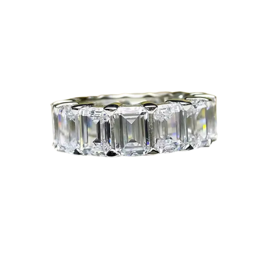 925 Sterling Silver Emerald Cut Eternity Ring-Tungsten Ring-Orivon Jewelers