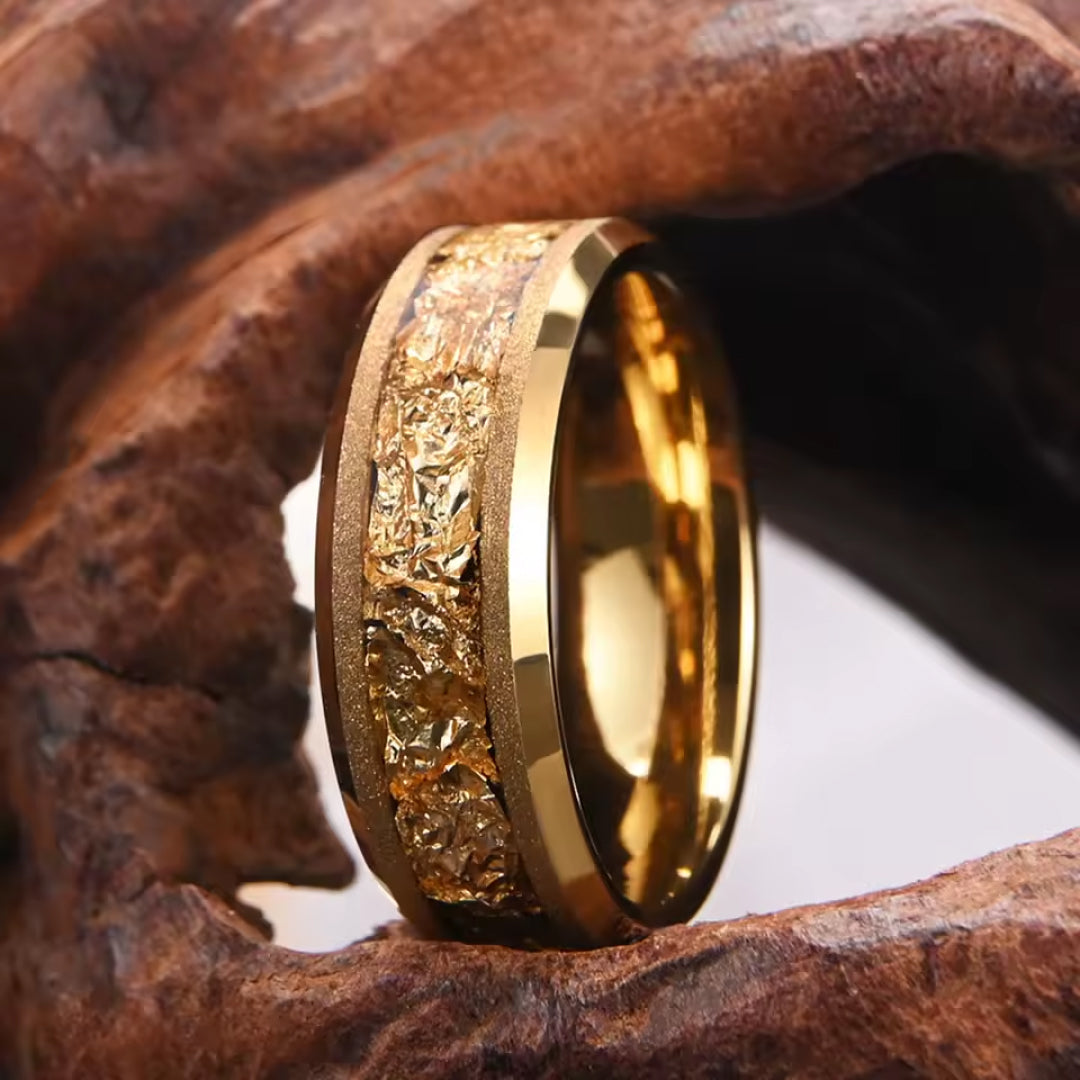 Matte Gold Tungsten Steel Business Ring-Tungsten Ring-Orivon Jewelers