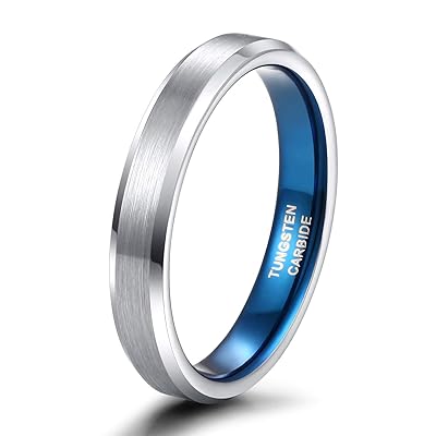 4mm Blue & Silver Tungsten Wedding Ring-Tungsten Ring-Orivon Jewelers