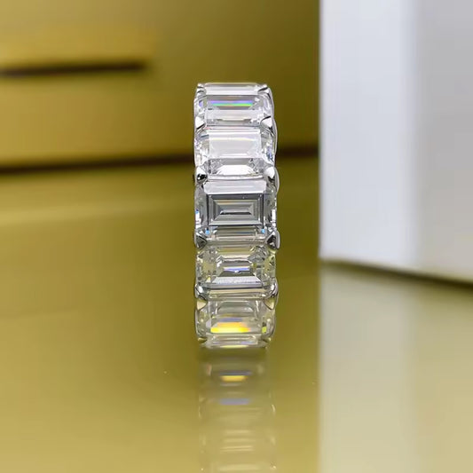 925 Sterling Silver Emerald Cut Eternity Ring-Tungsten Ring-Orivon Jewelers