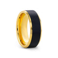 Gold Plated Brushed Black Center Tungsten Ring-Tungsten Ring-Orivon Jewelers