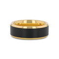 Gold Plated Brushed Black Center Tungsten Ring-Tungsten Ring-Orivon Jewelers