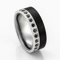 8mm Black Brushed Black Lab Diamonds Tungsten Ring-Tungsten Ring-Orivon Jewelers