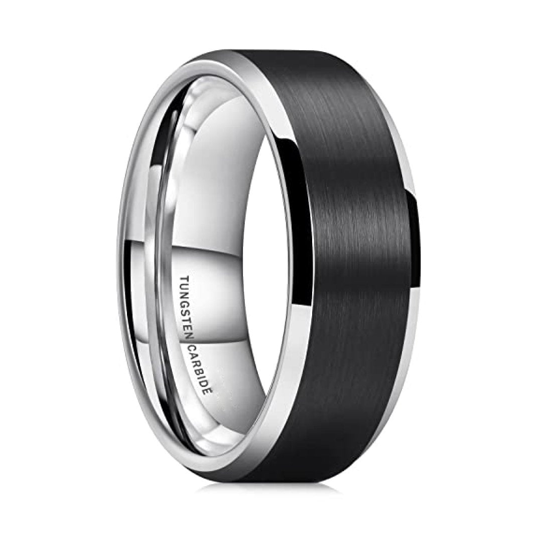 8mm Classic Beveled Tungsten Ring-Tungsten Ring-Orivon Jewelers