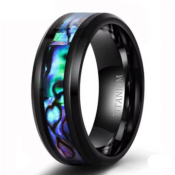 8MM Abalone Shell Titanium Wedding Ring – Comfort Fit-Tungsten Ring-Orivon Jewelers