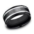 9mm Black Titanium Comfort-Fit Wedding Band-Tungsten Ring-Orivon Jewelers