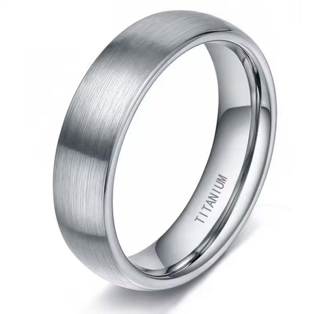 8mm Silver Titanium Tungsten Engagement & Wedding Ring-Tungsten Ring-Orivon Jewelers