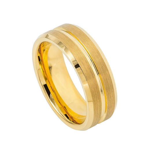 8mm Yellow Gold Ion-Plated Tungsten Ring-Tungsten Ring-Orivon Jewelers