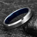 4mm Blue & Silver Tungsten Wedding Ring-Tungsten Ring-Orivon Jewelers