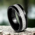 8mm Men's Black Tungsten Ring with White Lab Diamond-Tungsten Ring-Orivon Jewelers